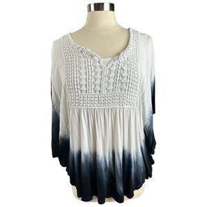 One World Top Womens Large L tie dye boho retro hippie lagenlook 70s vintage